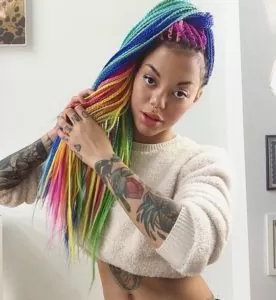 Rainbow Box Braids High Ponytail