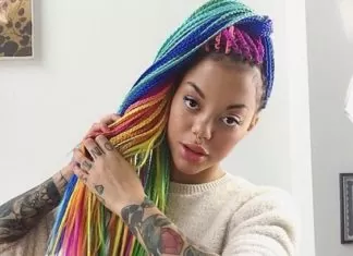 Rainbow Box Braids High Ponytail