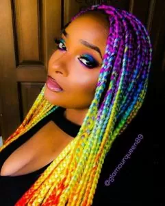 Rainbow Colored Box Braids