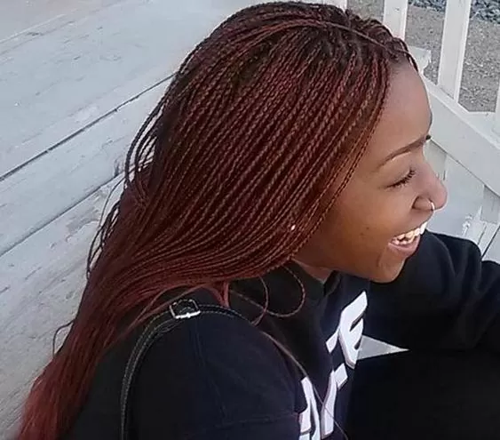 Half Pulled Back Chunky Red Box Braids