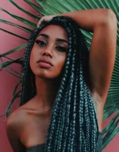 Thick Green Box Braids