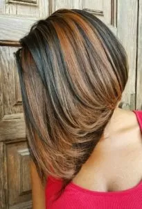 highlighted stacked sew in bob