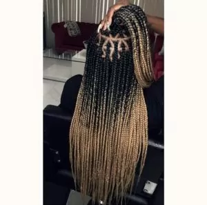 blonde ombre triangle part box braids