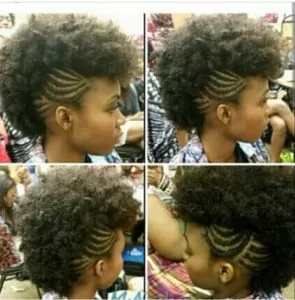 Braided Frohawk on Transitioning Hair
