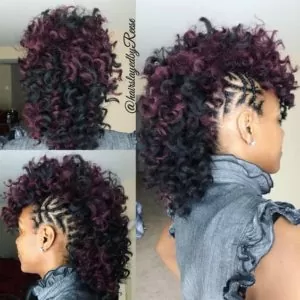Braided Frohawk With a Touch of Purple