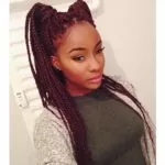 Burgundy Box Braids Pigtails