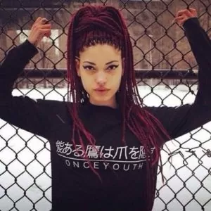 Burgundy Box Braids Wraparound High Pony