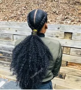 Chunky Cornrows With Curly Ponytail