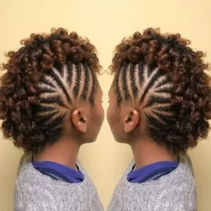 Curly Braided Frohawk on Transitioning Hair