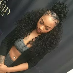 Half Up High Bun With Cornrows