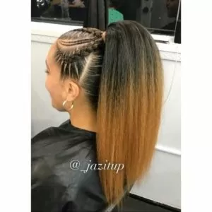 Ombre Ponytail With Cornrows