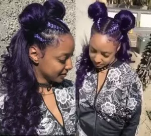Purple Double Buns With Braids