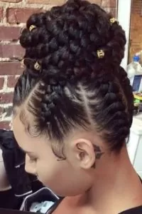 Chunky Cornrowed High Bun