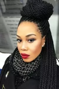 Twist Braids Half Up Bun