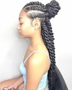 Twist Braids With Bun