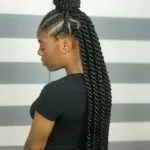 Twist Braids With Half Up High Bun