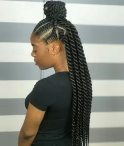 Twist Braids With Half Up High Bun
