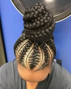 hunky High Bun With Multisized Stitch Braids
