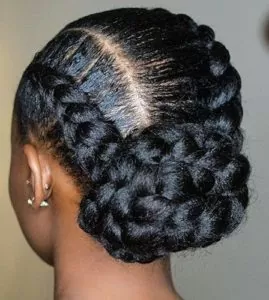 Chunky Stitch Braids Low Bun