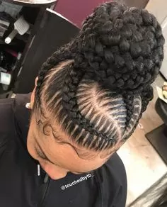 Curved Stitch Braids High Bun