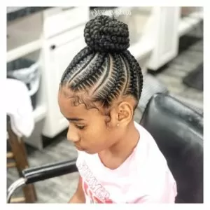 High Bun WIth Stitch Braids