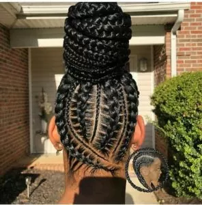 High Bun With Multi-Directional Stitch Braids