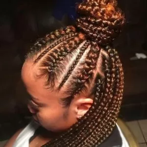 Stitch Braids Half Up High Bun