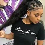 High Ponytail With Cornrows and Sleek Edges