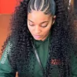 Super Curly High Ponytail With Cornrows