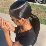 Wraparound Low Ponytail With Deep Side Part