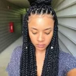 Box Braids Half Up High Bun