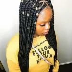 Triangle Part Box Braids With Gold Beads