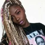 Blonde Box Braids With Colorful Accessories