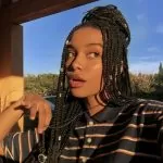 Box Braids Half Up Messy Bun With Gold Accessories