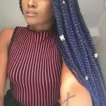 Chunky Blue Box Braids With Gold Jewelry