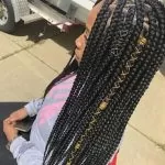 Chunky Box Braids With Colored Cord