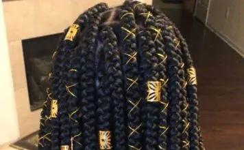 35 Box Braids Jewelry Chunky Shoulder Length Box Braids With Gold Accessories