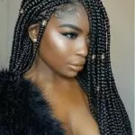 Classic Box Braids With Gold Beads