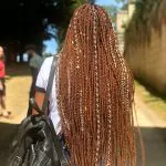 Golden Brown Box Braids With White Cord