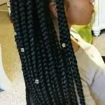 Half Up Half Down Box Braids with Gold Beads