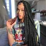 Long Box Braids With Gold Cord