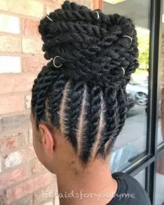 Flat Twist High Bun With Hair Rings