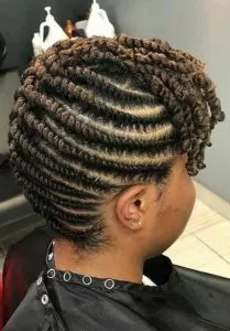 Flat Twist Updo With Twisted Bangs