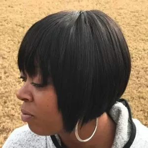 Bob-Length Weave With Bangs