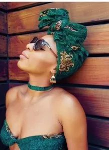 Green Head Wrap With Bow