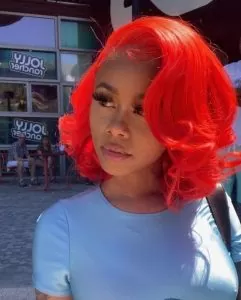 Red Side Part Bob Weave