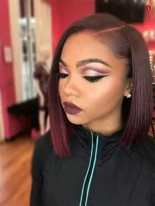Straight Burgundy Bob Weave
