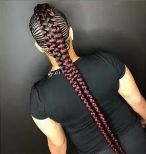 Black and Burgundy Mohawk Braids