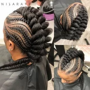Neat Mohawk Braids With Twists