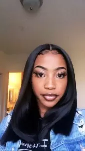 Bone Straight Lob Wig With Middle Part